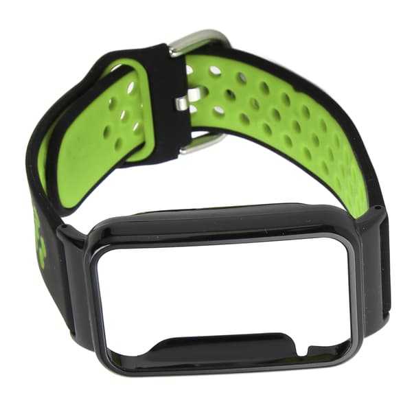 Åndbar silikonerem med beskyttende bumper-etui Tilbehør Passer til Mi Band 7 Pro Sort Grøn og Sort Etui