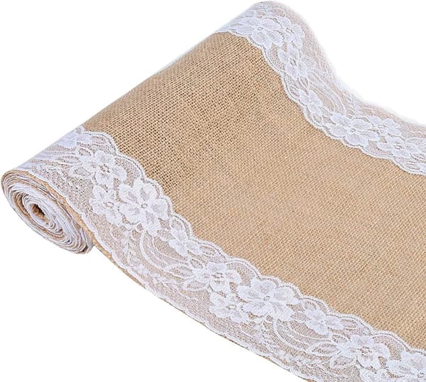 Jute and Lace Table Runner for Wedding Party Decorations 30 x 275 cm