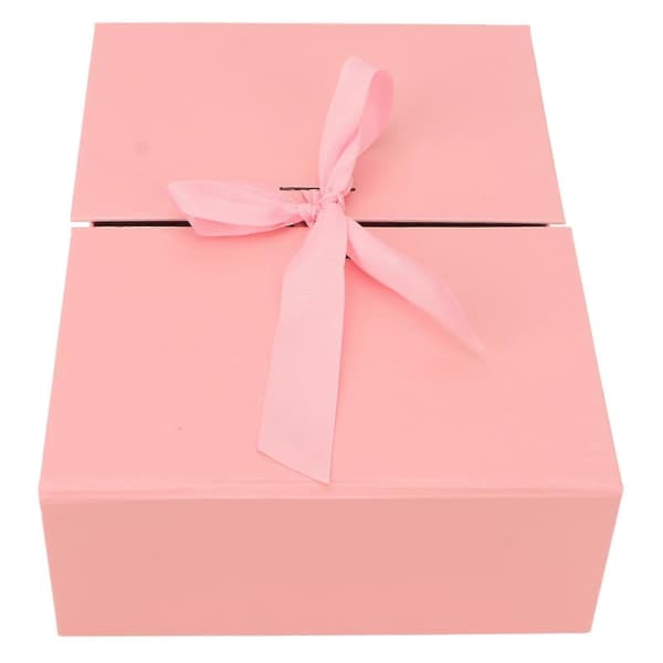 Pink Double Door Gift Box with Bow - Reusable, 26x19x8cm, Decorative Foldable Gift Box, Paper Material
