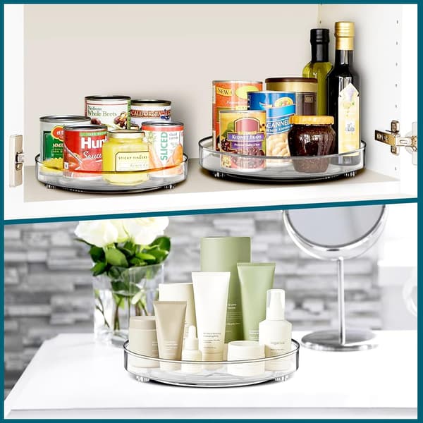 Refrigerator Turntable Tray, 27 cm + 23.5 cm, Refrigerator Turntable, Spice Rack, Spice, Yogurt Storage Box, 2 Pieces