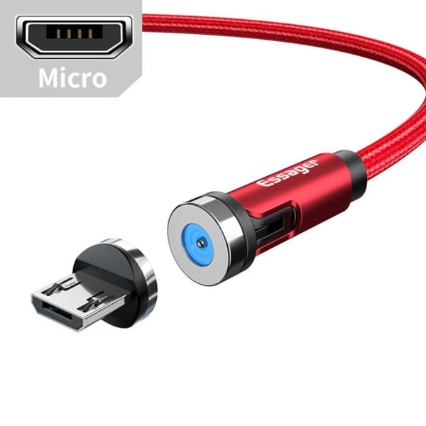Roterande magnetisk kabel snabbladdning magnetladdare micro usb typ c kabel