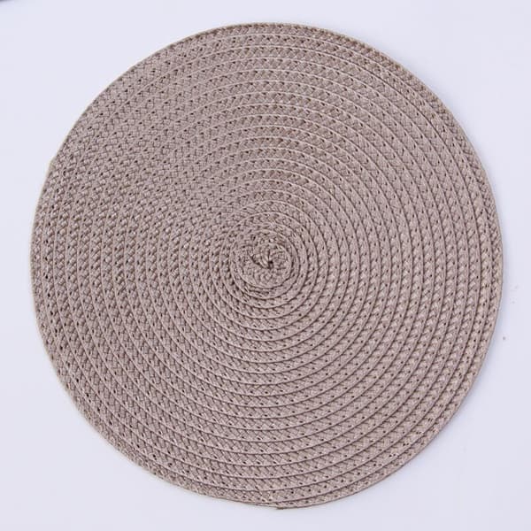 Sett med 4 PP-bordmatter, runde, vaskbare, varmebestandige, sklisikre, 38 cm, brune