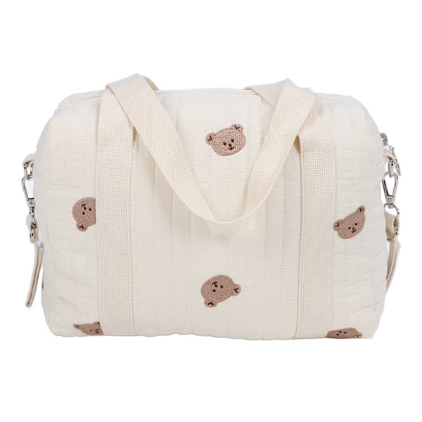 Multifunctional Stroller Bag Embroidery Zipper Reusable Handbag Diaper Bag Bear Bag