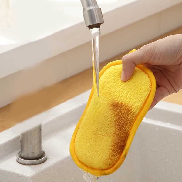 Kitchen Sponge, Microfiber Double-Sided Sponge, Reusable - Random Colors (10 pcs)