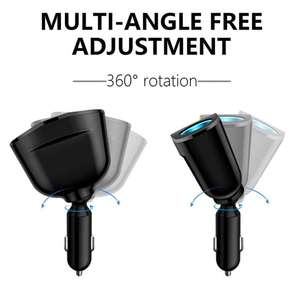 Biloplader 12V-24V Dobbelt USB & USB C LED-display Opladningsadapter 360 Graders Rotation Køretøjsstikadapter
