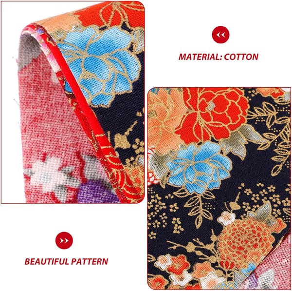 Bomuldsstofpakke i japansk stil 5 stk 20x25 cm blomstrede patchwork-firkanter