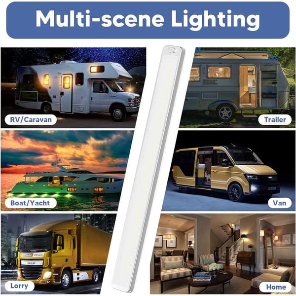 228 LED 12V Lighting, 2PCS 10W LED Interior Light Bar, 2000LM LED Light Bar with On/Off Switch, 6000K 12V Interior Lighting for RV,