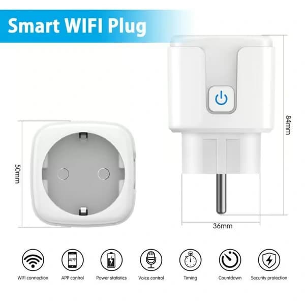 WiFi Smart Plug 4-pakning - 16A 3680W - Energiforbruksovervåking - Fjernkontroll