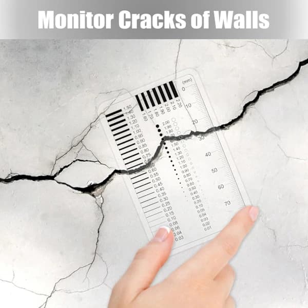 2 Pieces Crack Gauge Ruler Transparent Ruler for Measuring and Recording Damage and Cracks on Flat Masonry