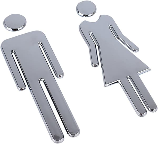 Toalettdørskilt Sølv med Selvklebende for Restaurant