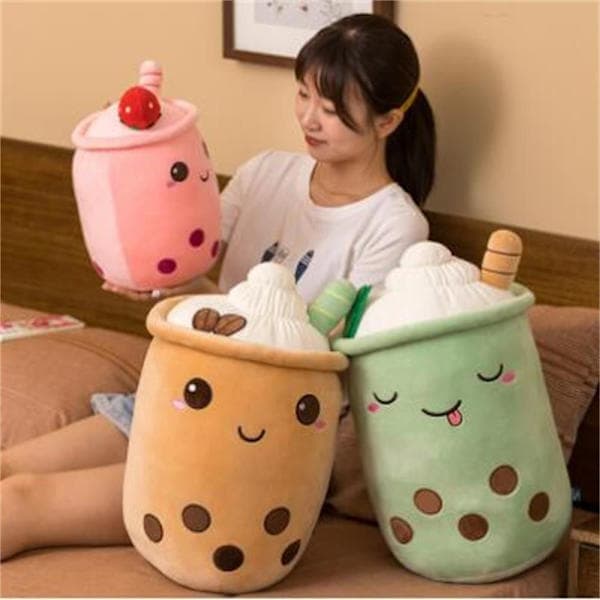 Soft Stuffed Plush Pillow Bubble Tea Boba Cup Pattern BROWN 35CM brown 35cm brown 35cm brown 35cm
