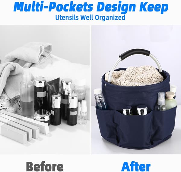 Multi-pocket Cleaner Waterproof Bags for Gardening Foldable Cleaning Organizer (Blue)