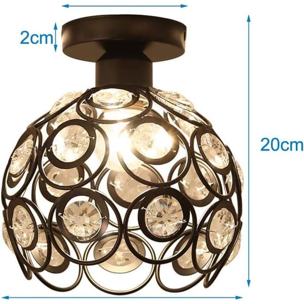 Sett med 2 moderne krystall- og metalltaklamper, industriell E27-pendellampe