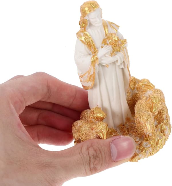 Harts Hyrdefigur Jesusstatue Utsøkt Utformet Intrikat Design Elegant Borddekorasjon