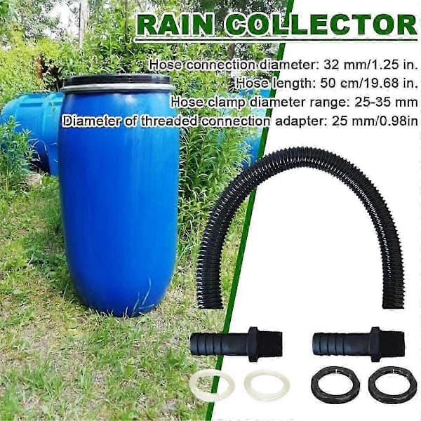 Rain Barrel Connector Kit Includes Connection Hose, Rain Barrel Gland, Rainwater Collector, Rain Barrel