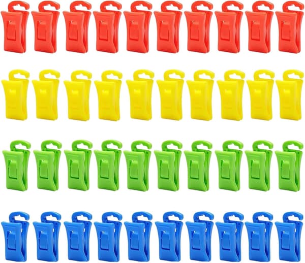 40-pack Sock Clips, Non-slip Sock Clips with Hook Suitable for Clotheslines, Secures and Hangs Socks in Washing Machine and Dryer