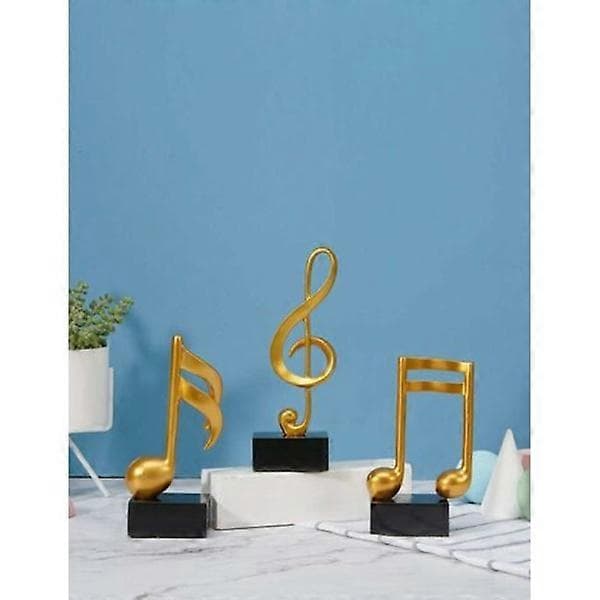 3 stk. dekorative figurer, noder, skulptur, statue, moderne musikkunst til juleklaver, fødselsdagsgave, harpiks, guld