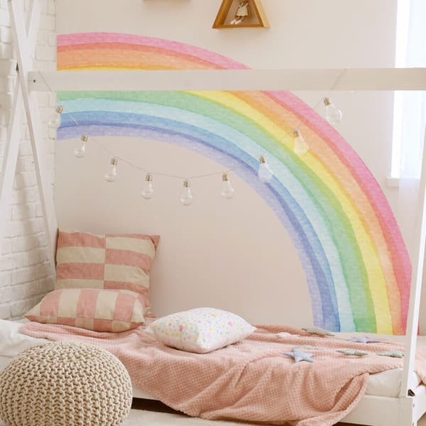 Rainbow Wall Decal, Half-Cut DIY Removable Rainbow Wall Sticker for Girls' Room, Nursery, Wall Decoration