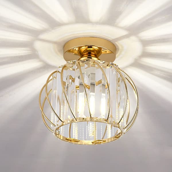 Golden Modern E27 Ceiling Lamp Crystal Ceiling Lights Living Room Lamps Kitchen Lamps Semi-Flush Mount Ceiling Light