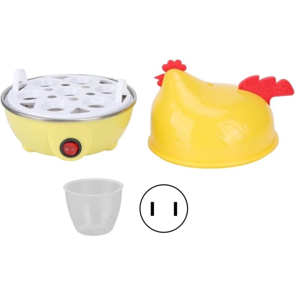 Rask eggkoker (15,6x15,6*16cm), kapasitet for 7 egg, multifunksjonell elektrisk eggkoker, kyllingform_tfrf