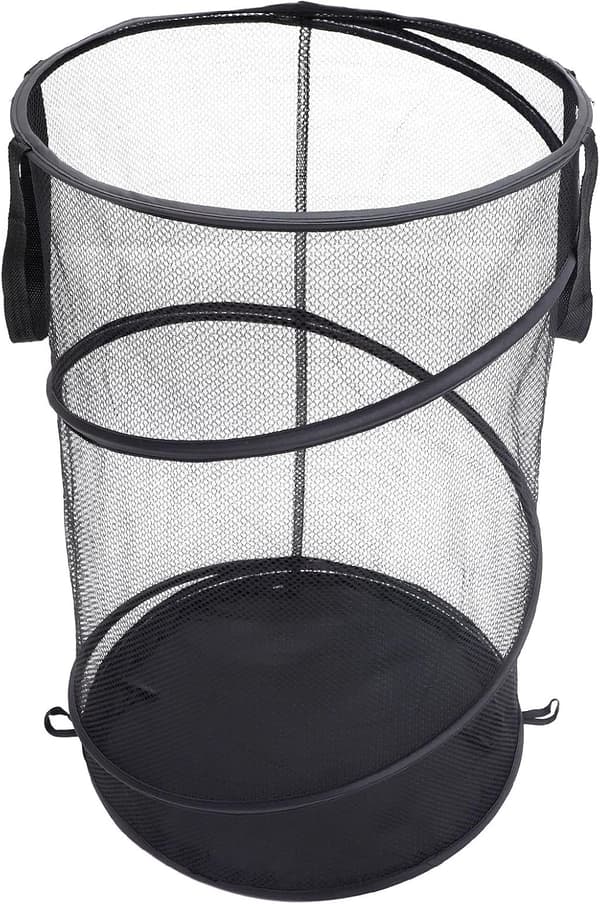 Foldable Laundry Basket with Handles, Large Black Polyester Laundry Hamper