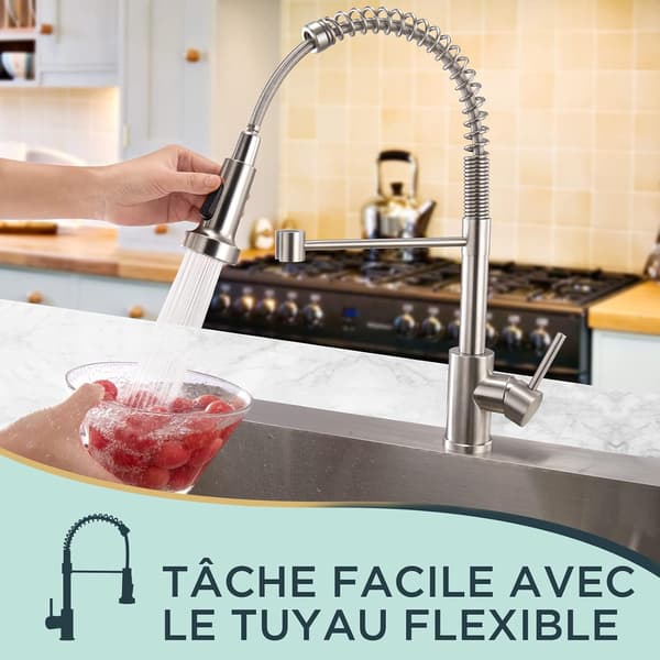 Kitchen Faucet, Kitchen Faucet with Pull-Out Spray 360° Swivel High Arc Sink Spray 2 Modes