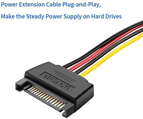 15-bens Sata han til 2 Sata hun strømsplitter Y-kabel 20cm