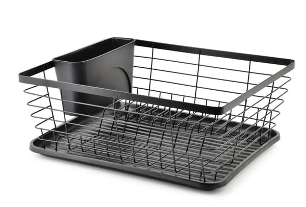 BASIC KITCHEN Opvaskestativ 36,3x30,2 cm i sort metal med plastbund