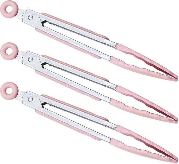 Silikon Serveringstänger 21cm Set Om 3 - Rosa Köttänger Grilltänger Rosa Buffétänger - Bra