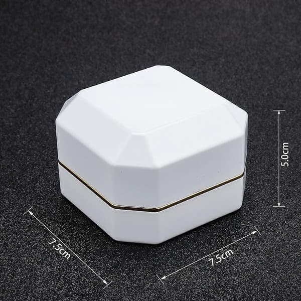 LED Ring Light Gift Box Display Case for Wedding Engagement Proposal with Pendant Earrings Coin Creative Jewelry Box with LED Light White