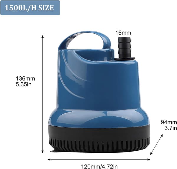 Mini Vattenpump Dränkbar Pump 1500L/H 20W 230V Källarvakuumpump