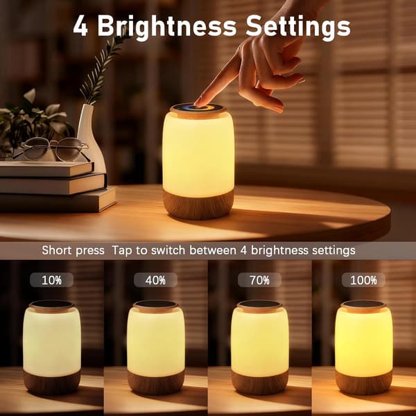 Bedside Lamp, LED Night Light with 256 RGB Color Changes, 7 Lighting Modes, 4 Brightness Levels, Timer and Countdown Functions