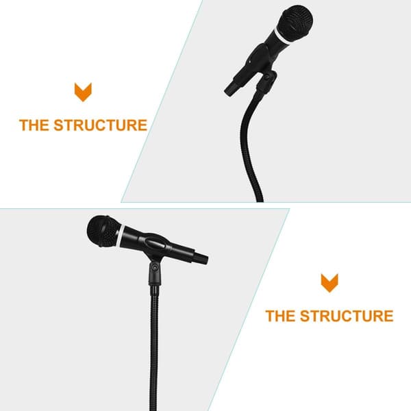Adjustable Microphone Stand Desk Microphone Support Metal Stable Heavy Weighted Black Desktop Microphone Stand