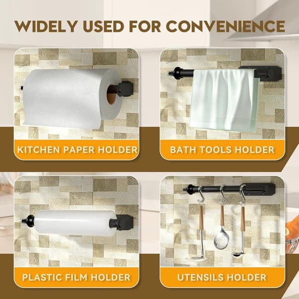 Hanging Kitchen Roll Holder - Kitchen Roll Holder with Spray Bottle - Self-Adhesive Kitchen Roll Holder - Stainless Steel Hanging Kitchen Roll Holder