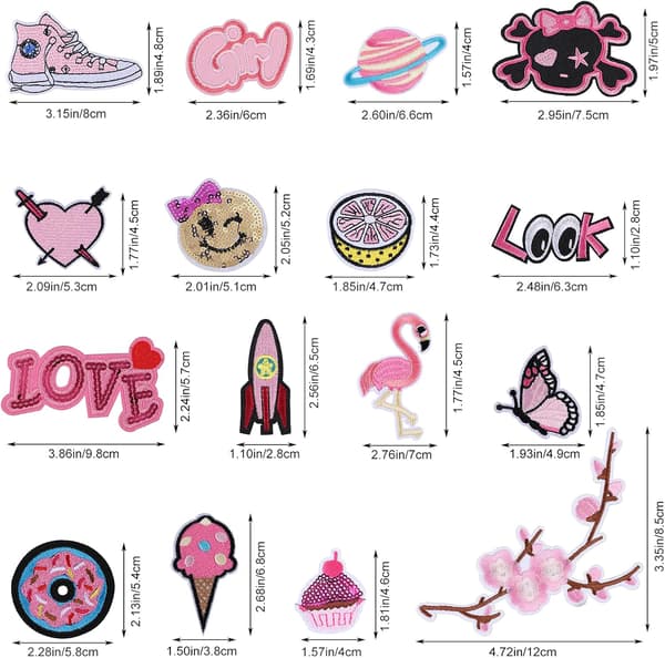 16 stk. Rosa Tema Stryge-på Mærker Sæt, Sommerfugl Flamingo Design