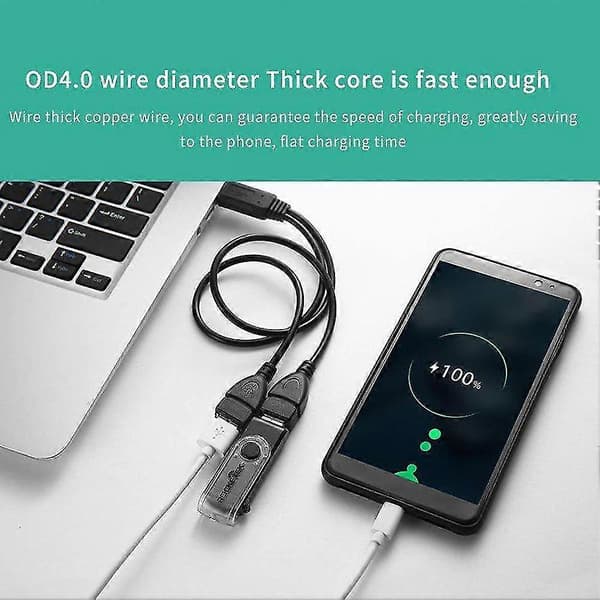 USB 2.0A Uros Kaksois-USB Naarasliitin Y-jakaja-keskitinsovitinkaapeli Virta