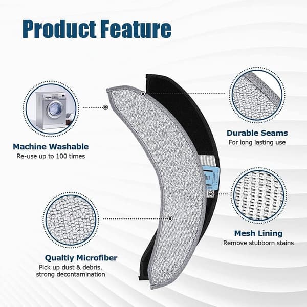 6-pack Replacement Mop Pads Compatible with iRobot Roomba Combo J7 J7+ Vacuum Cleaner - Washable and Reusable Microfiber Mop Pads