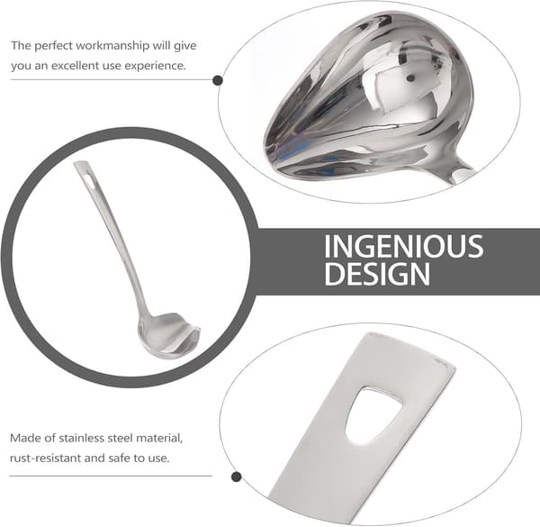 Stainless Steel Sauce Spoon with White Handle, Dishwasher Safe