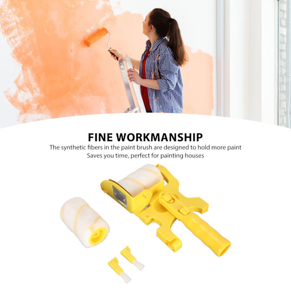 Edger Roller Brush Long Handle Multifunctional Handheld Paint Roller Brush with Replacement Roller for Wall Ceiling