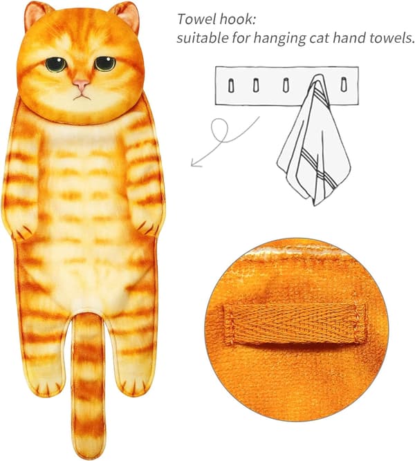Quick-Drying Dish Towel, Cat Towel, Towel for Bathroom Kitchen B