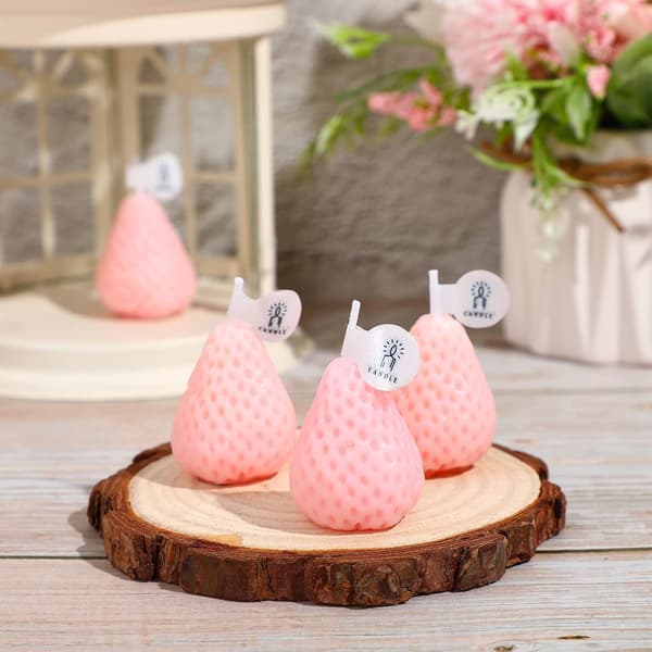 8 st jordbærlys Jordbærformede duftlys Mini sojavokslys Små duftende søde lysvoks Dekorative lys, Pink
