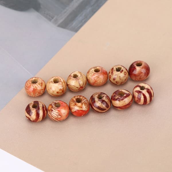 200 pcs 8mm Round Wooden Beads Bracelet Clothes Decorative Beads DIY Material Accessories