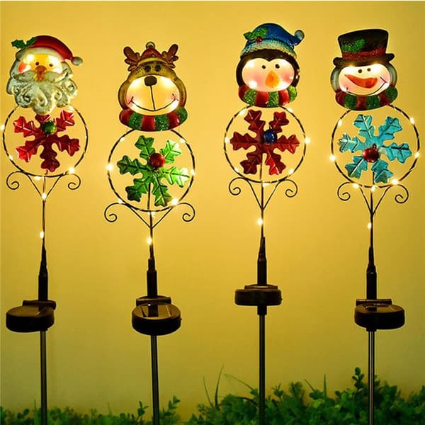 Juledekorasjon Lyssterk Hjem Utendørs Feriefest Dekorasjoner Solcelle Snøfnugg Jern Plug Lights B