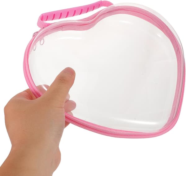 Hjerteformet reiseorganisatorveskesett i plast, rosa