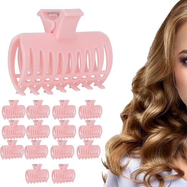 15 pcs/set Curl Clip Hair Roller Fixing Clip Holding Sectioning Claw Hairdressing Tool Pink
