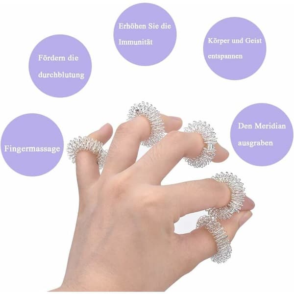 12 st Akupressur Handmassage Ringar, Handmassage Ringar Shiatsu Ring Massage Set (6 Guld + 6 Silver)-