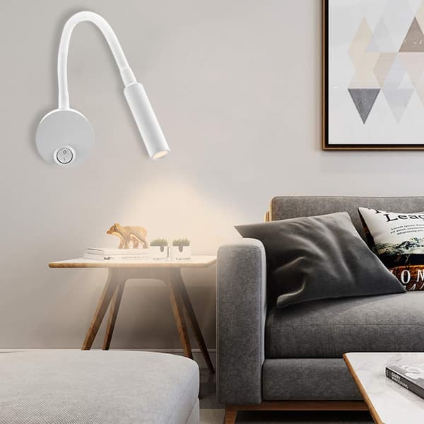 Pakke Hvit Veggspotlight - Cobmontering Sengelampe - Overflatevegg, 3W, Nattlampe med Knappbryter