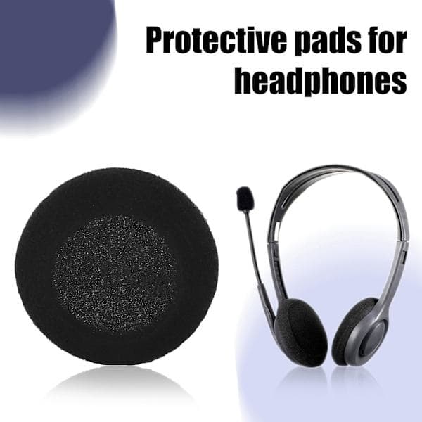 10 pcs Sponge Protective Soft Black Earmuffs Cushion for Headphones 5 cm