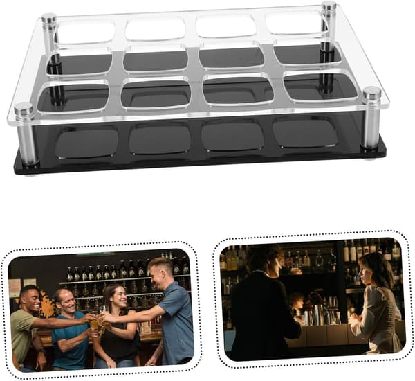 Shotglas holder, bakke, organizer til whiskyglas, ølglas og festdrikke