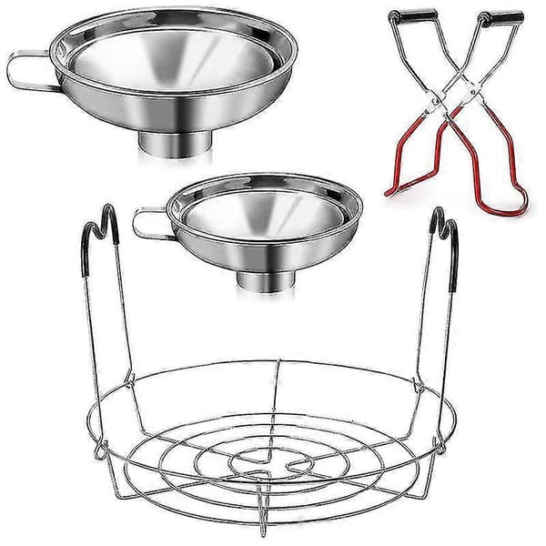 4-delars konserveringsset, 1 st konserveringsställ + 1 st konserveringsburklyftare + 2 st konserveringstrattar, konservering S Wuqx